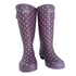 Wide Calf Purple Cream Spot Wellies for Women - Wide in Foot and Ankle